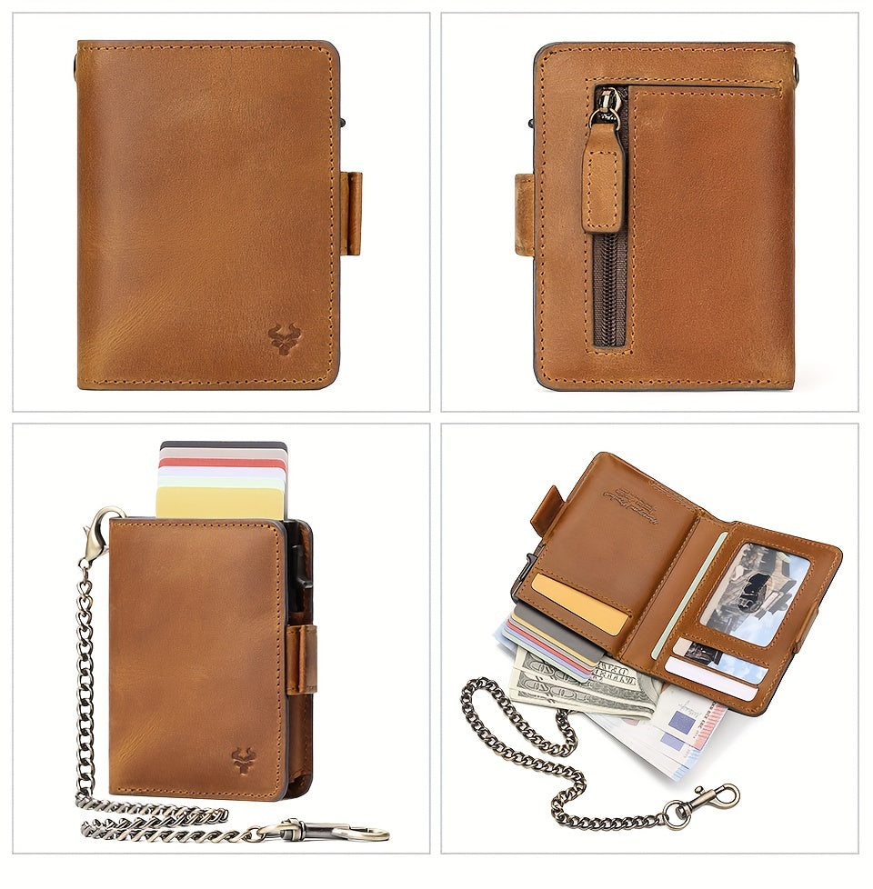 Men's Full Grain Leather Wallet with Ejectable Card Case