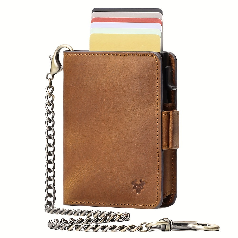 Men's Full Grain Leather Wallet with Ejectable Card Case