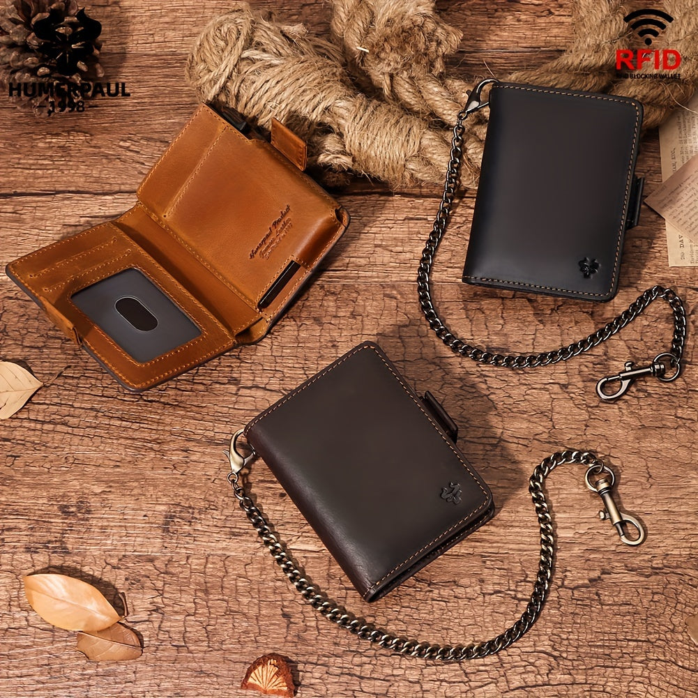 Men's Full Grain Leather Wallet with Ejectable Card Case