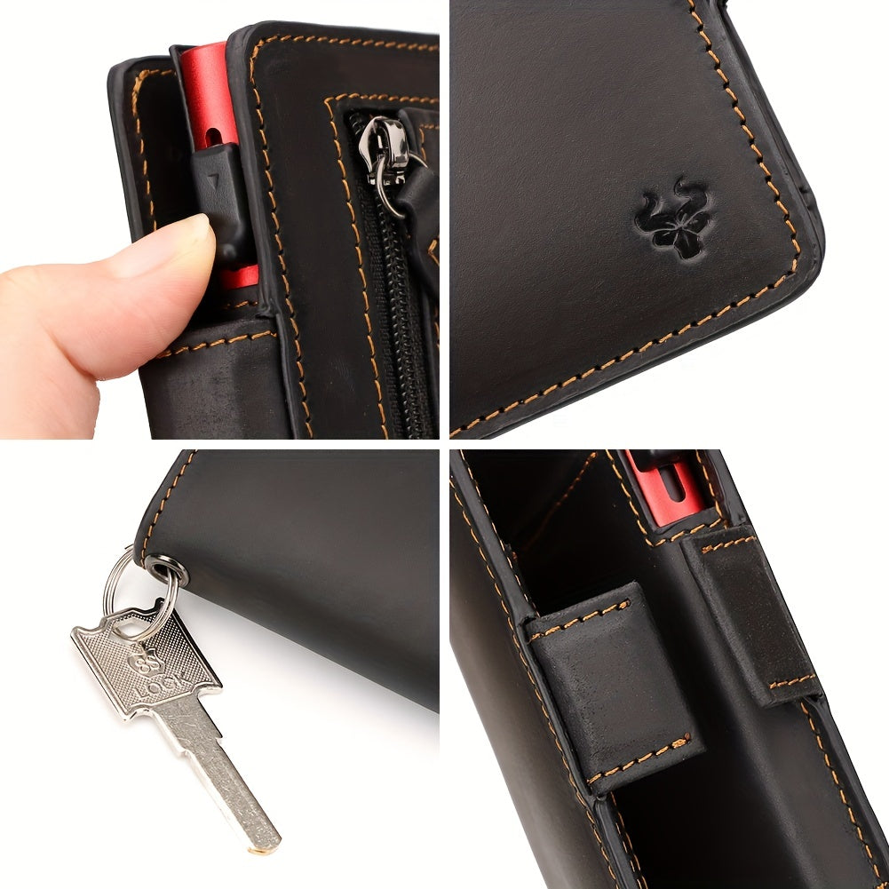 Men's Full Grain Leather Wallet with Ejectable Card Case