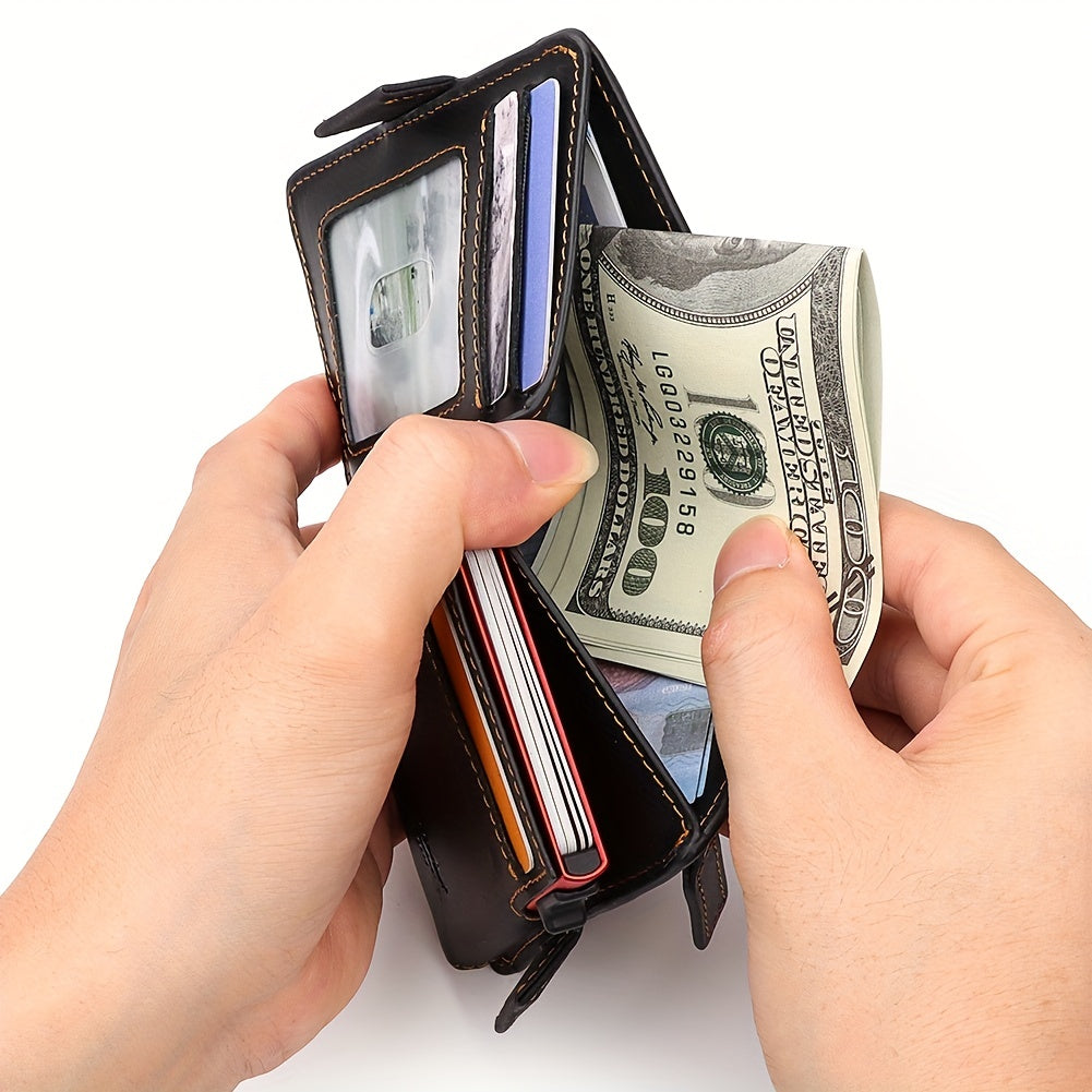 Men's Full Grain Leather Wallet with Ejectable Card Case