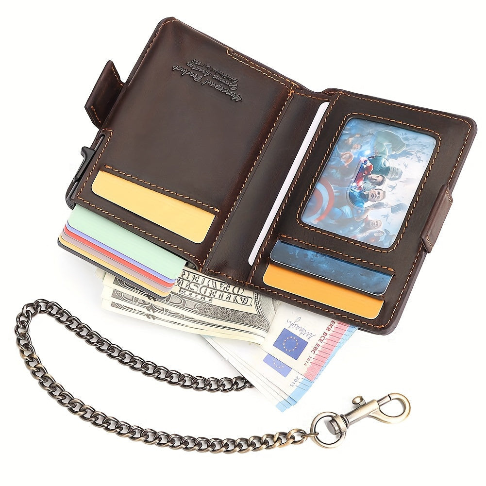 Men's Full Grain Leather Wallet with Ejectable Card Case