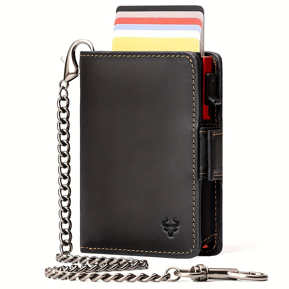 Men's Full Grain Leather Wallet with Ejectable Card Case Image