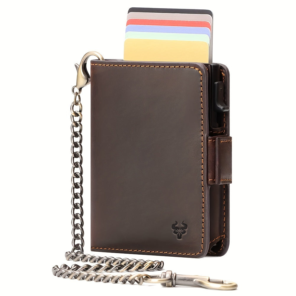 Men's Full Grain Leather Wallet with Ejectable Card Case