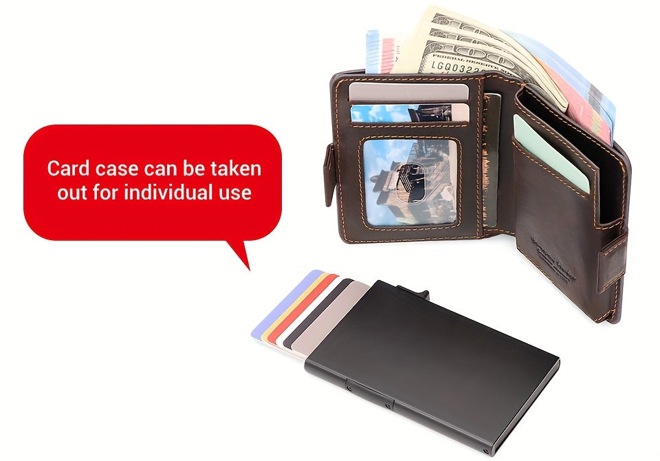 Men's Full Grain Leather Wallet with Ejectable Card Case