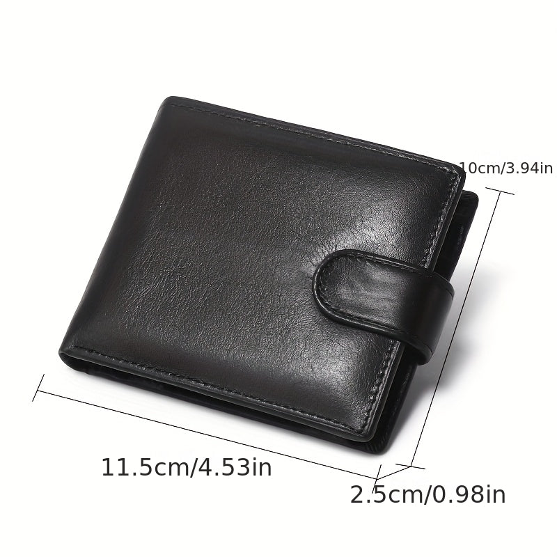 Men's Leather Wallet with Snap Closure