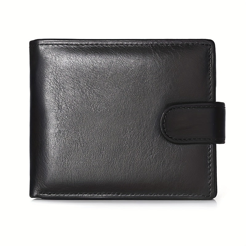 Men's Leather Wallet with Snap Closure