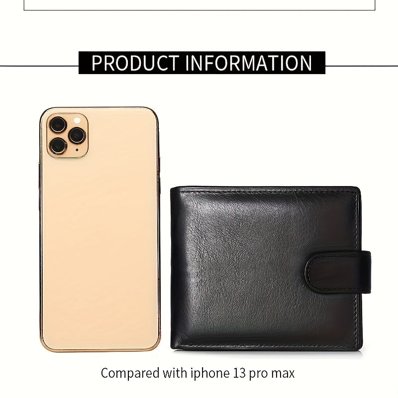 Men's Leather Wallet with Snap Closure