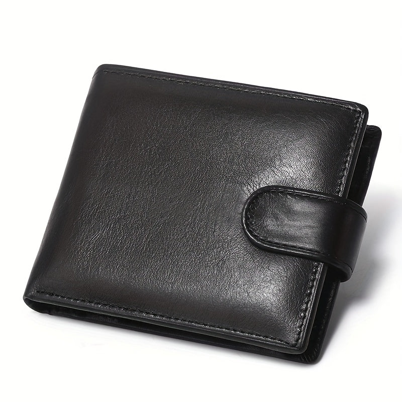 Men's Leather Wallet with Snap Closure