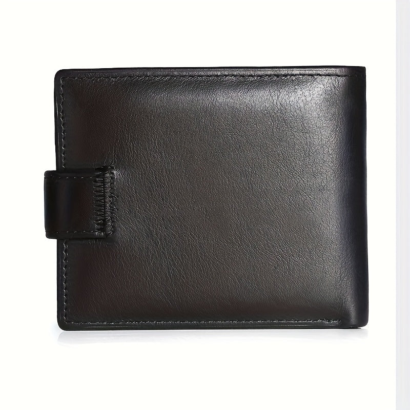 Men's Leather Wallet with Snap Closure