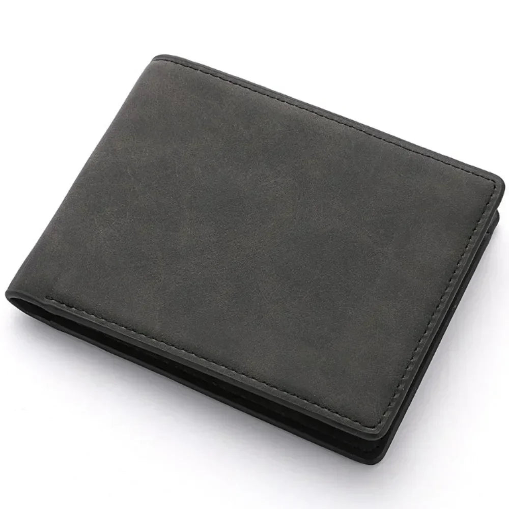 Compact Foldable PU Leather Wallet for Men with Card Holder and Bill Compartment