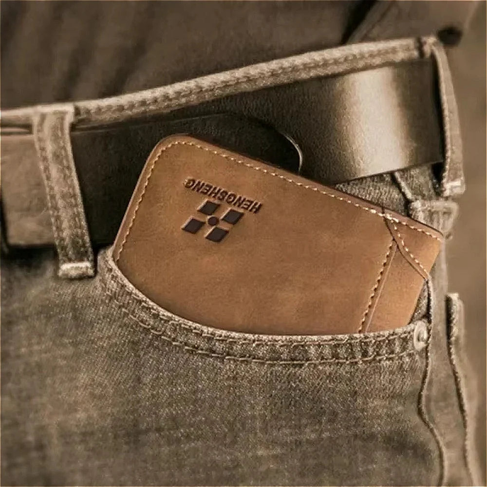 Compact Foldable PU Leather Wallet for Men with Card Holder and Bill Compartment