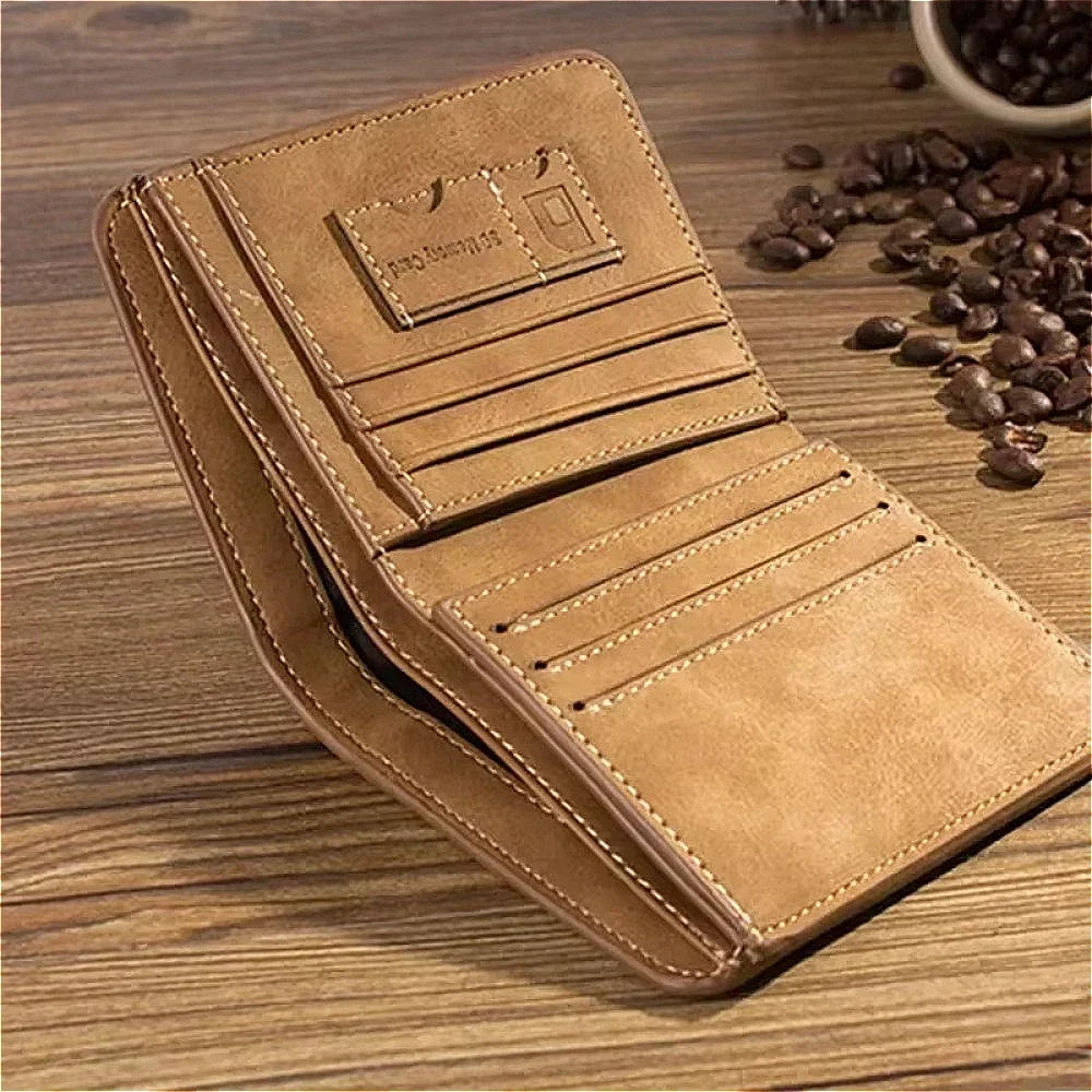 Compact Foldable PU Leather Wallet for Men with Card Holder and Bill Compartment