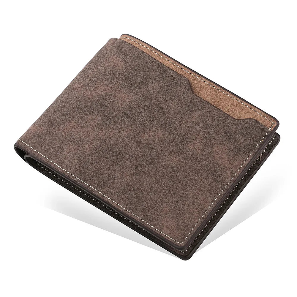 Compact Foldable PU Leather Wallet for Men with Card Holder and Bill Compartment