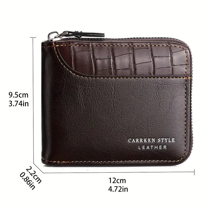 Business Wallet for Men with RFID Protection and Zipper