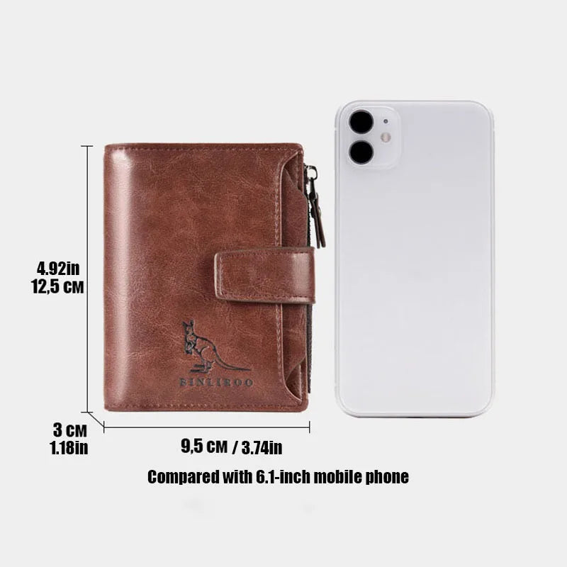 Men's RFID PU Leather Wallet with Zipper, Large Capacity Image
