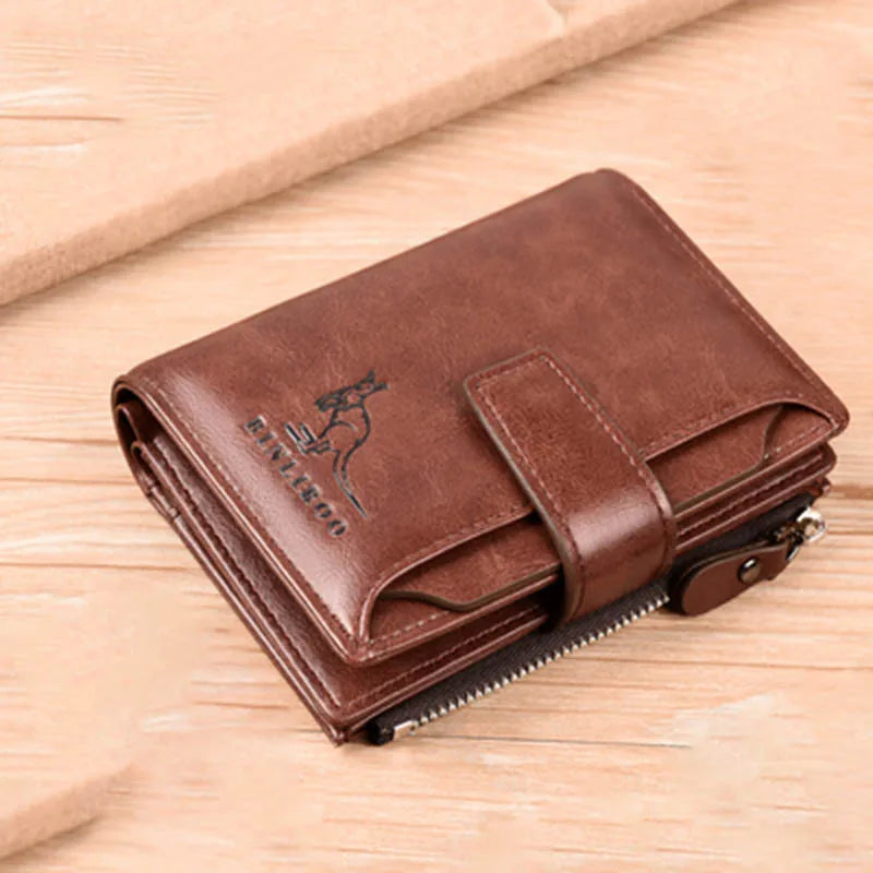 Men's RFID PU Leather Wallet with Zipper, Large Capacity