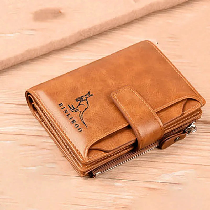 Men's RFID PU Leather Wallet with Zipper, Large Capacity
