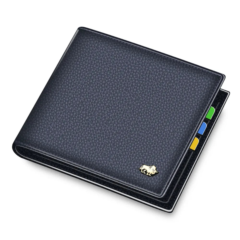 Men's Genuine Leather Bifold Wallet with RFID and Zippered Coin Compartment