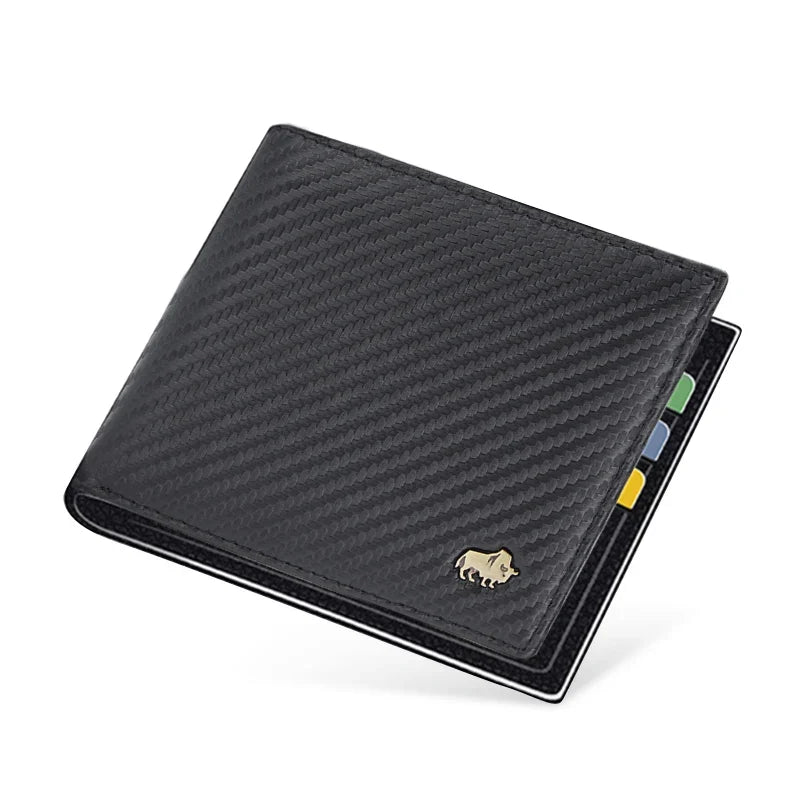 Men's Genuine Leather Bifold Wallet with RFID and Zippered Coin Compartment