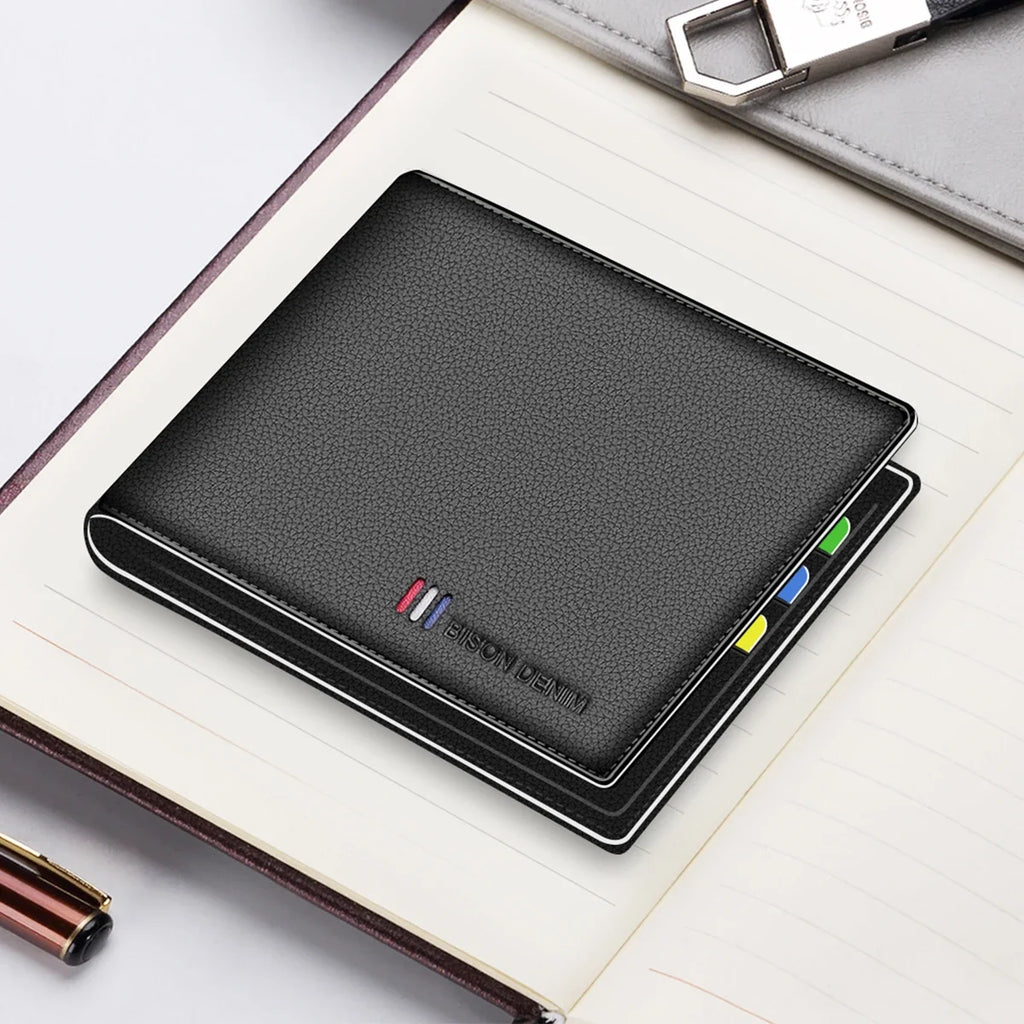 Men's Genuine Leather Bifold Wallet with RFID and Zippered Coin Compartment