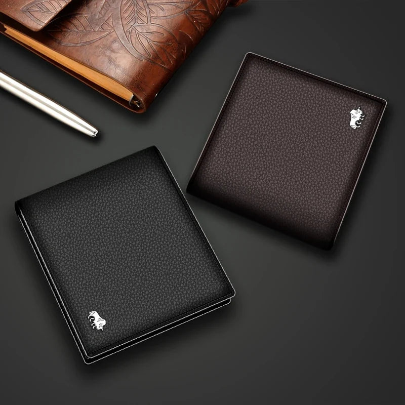 Men's Genuine Leather Bifold Wallet with RFID and Zippered Coin Compartment