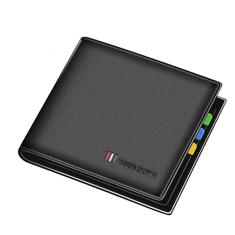 Men's Genuine Leather Bifold Wallet with RFID and Zippered Coin Compartment