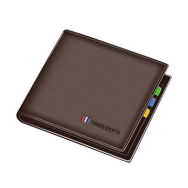 Men's Genuine Leather Bifold Wallet with RFID and Zippered Coin Compartment