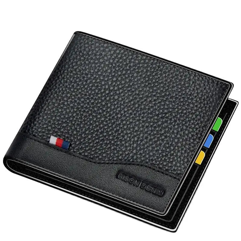Men's Genuine Leather Bifold Wallet with RFID and Zippered Coin Compartment