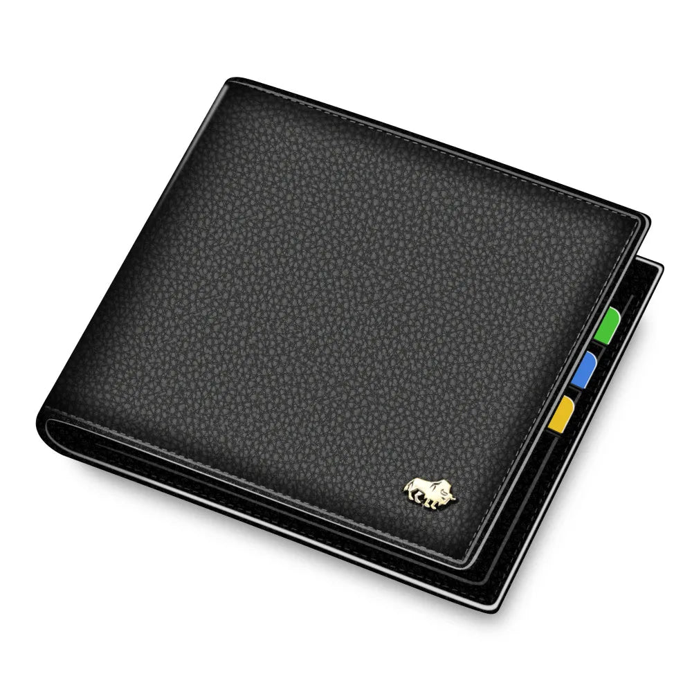 Men's Genuine Leather Bifold Wallet with RFID and Zippered Coin Compartment