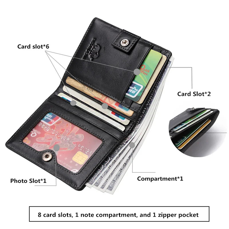 Men's Genuine Leather Grained Wallet with RFID Protection