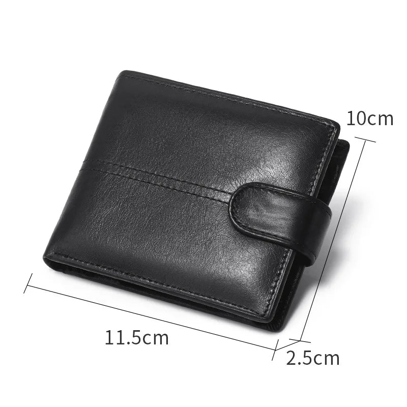 Compact Genuine Leather Men's Wallet with RFID Protection