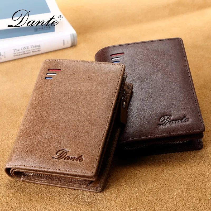 Men's Genuine Leather Wallet with Large Capacity, Zip, and Integrated RFID Protection Image