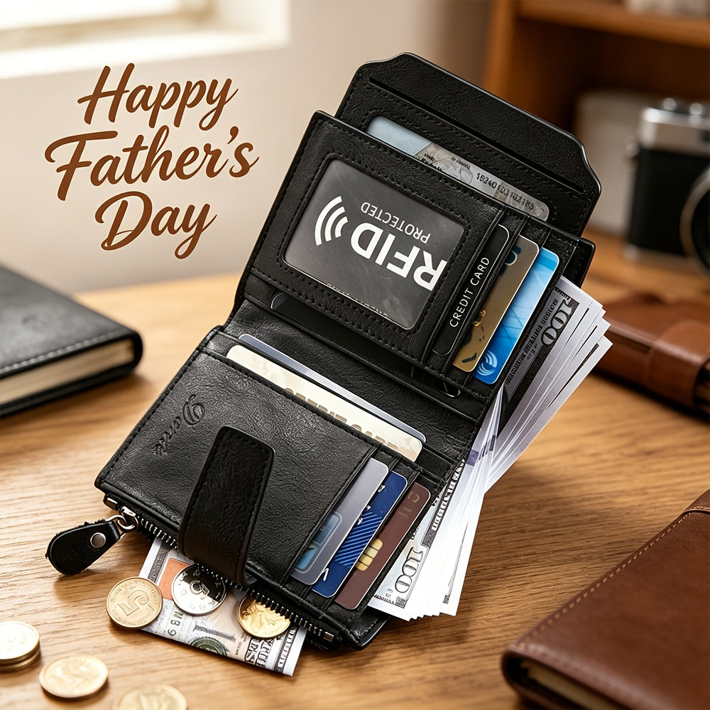 Men's Vertical Wallet, Removable RFID Card Holder