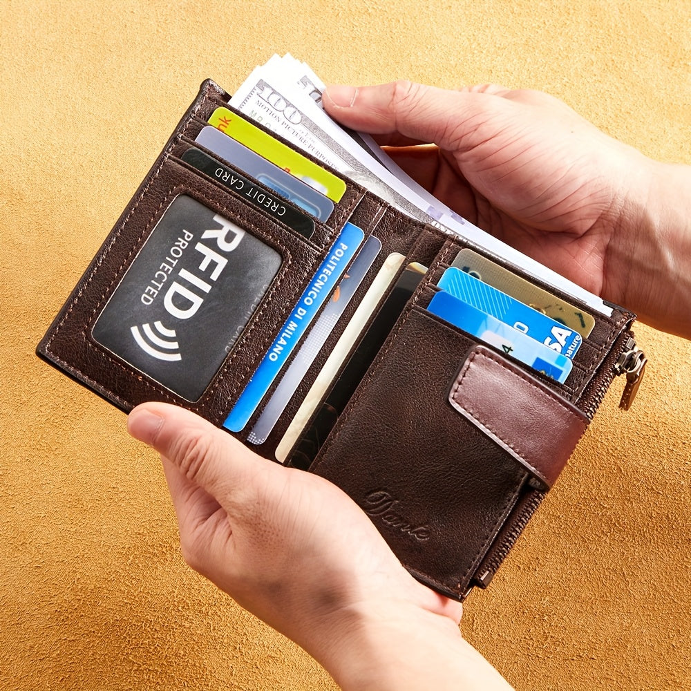 Men's Vertical Wallet, Removable RFID Card Holder