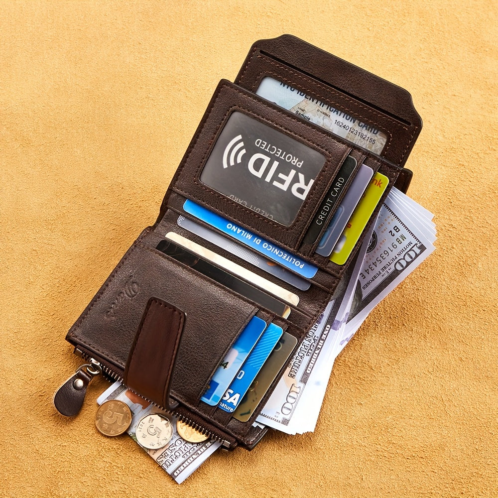 Men's Vertical Wallet, Removable RFID Card Holder