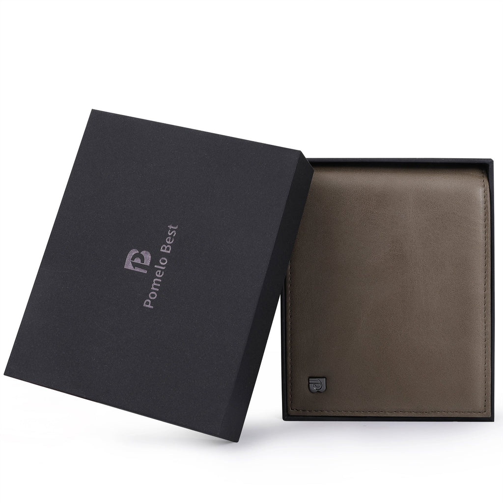 Men's Cowhide Leather Anti-RFID Wallet with Coin Pocket