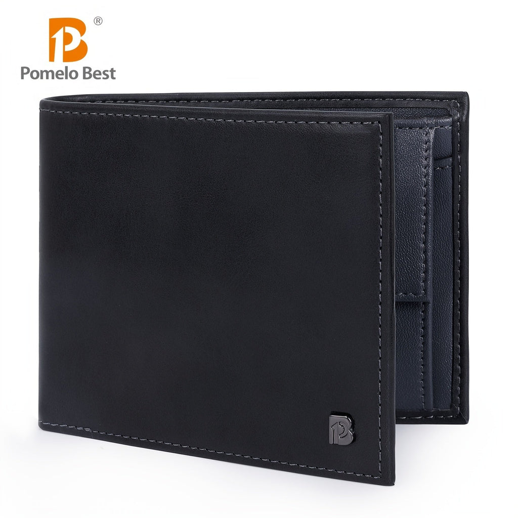 Men's Cowhide Leather Anti-RFID Wallet with Coin Pocket