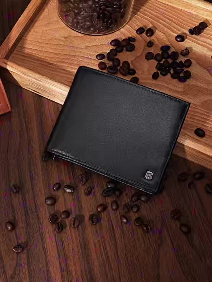 Men's Cowhide Leather Anti-RFID Wallet with Coin Pocket