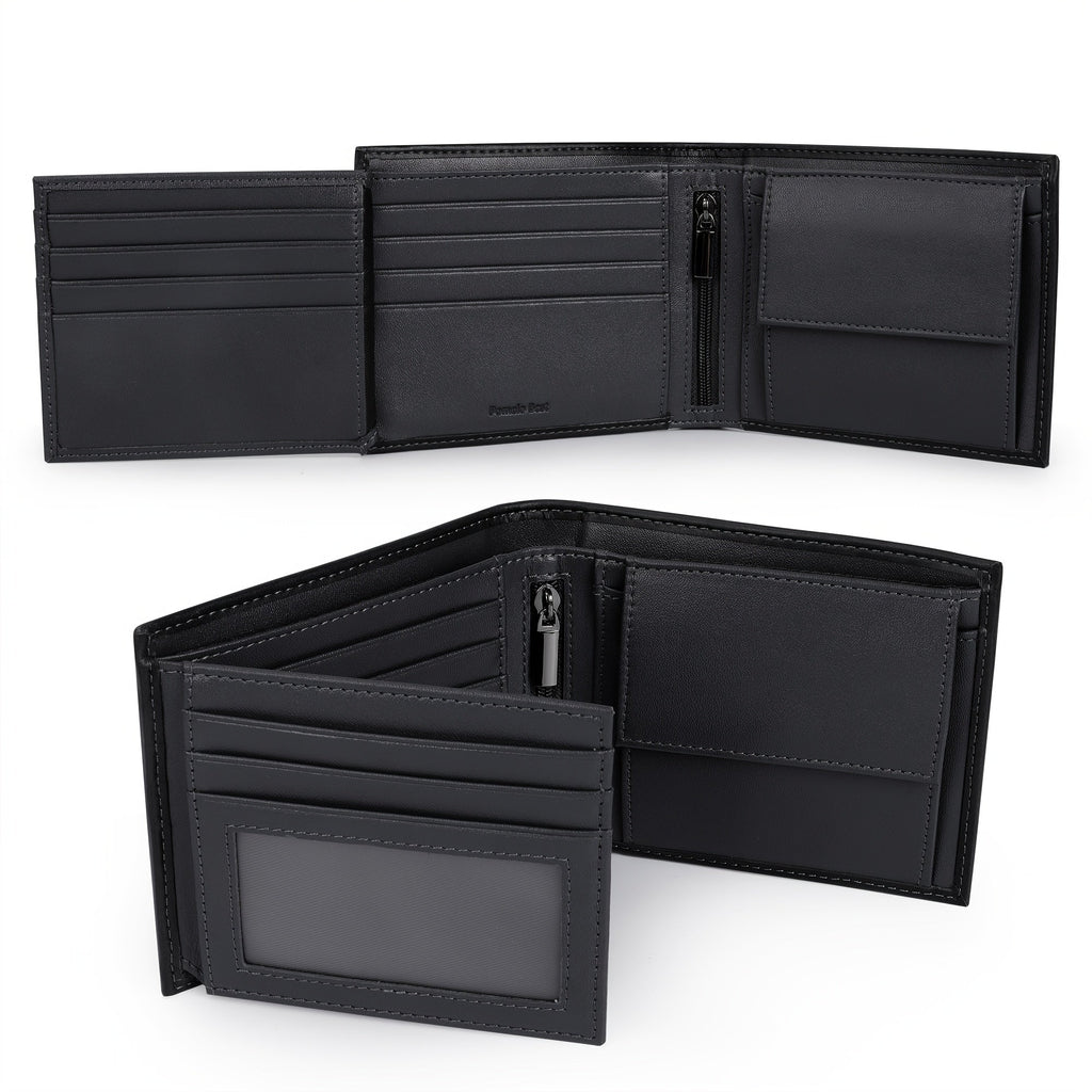Men's Cowhide Leather Anti-RFID Wallet with Coin Pocket