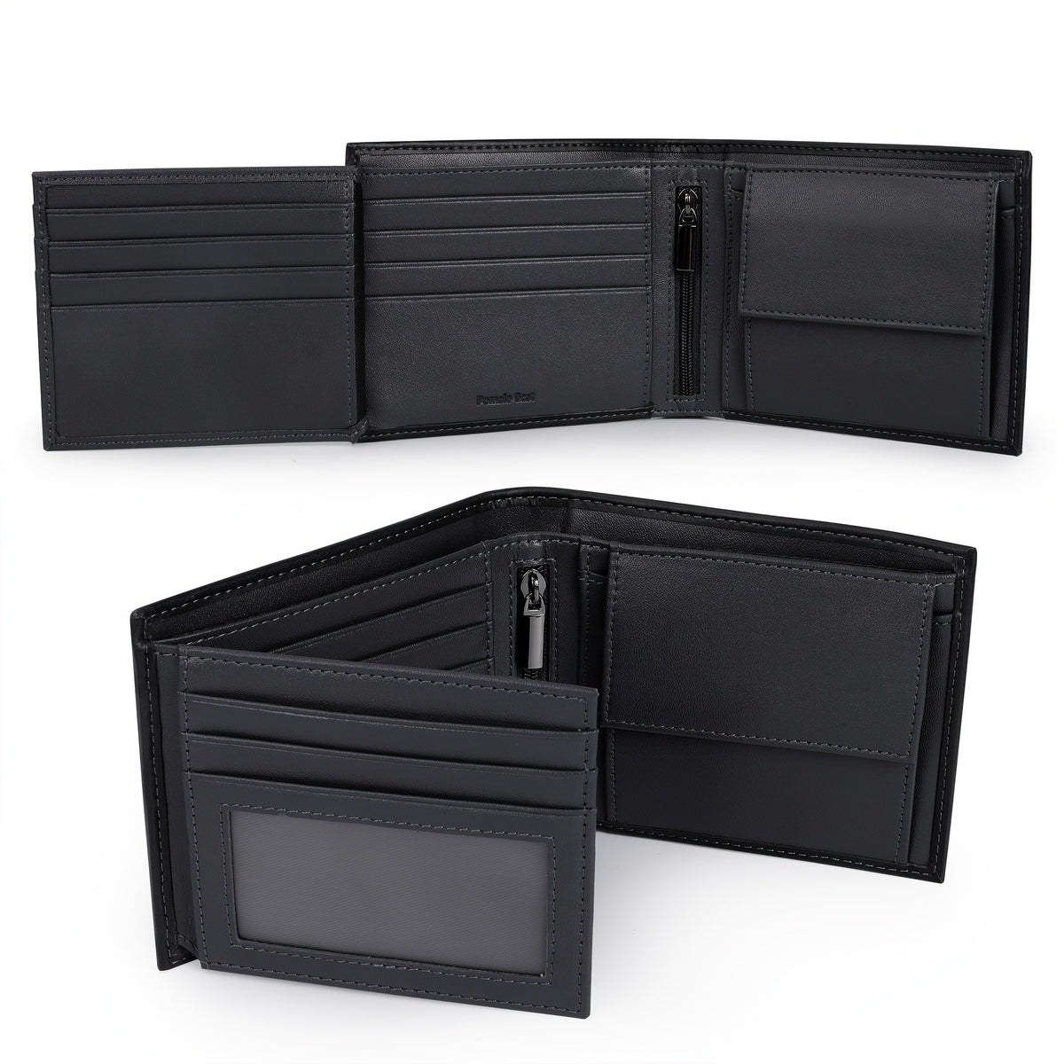 Men's Cowhide Leather Anti-RFID Wallet with Coin Pocket