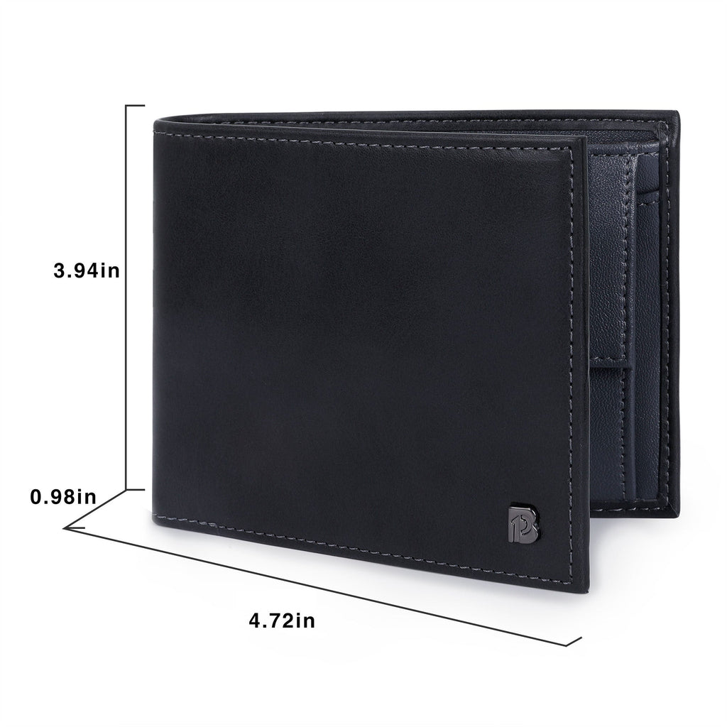 Men's Cowhide Leather Anti-RFID Wallet with Coin Pocket