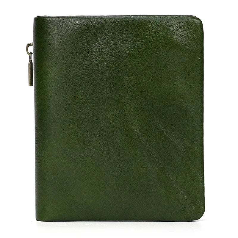 Genuine Cowhide Leather Bifold Wallet with Zippered Coin Pocket for Men
