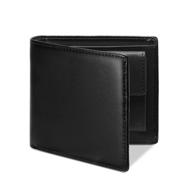 Men's Genuine Leather Compact Bifold Wallet with Card Holder and Coin Pocket
