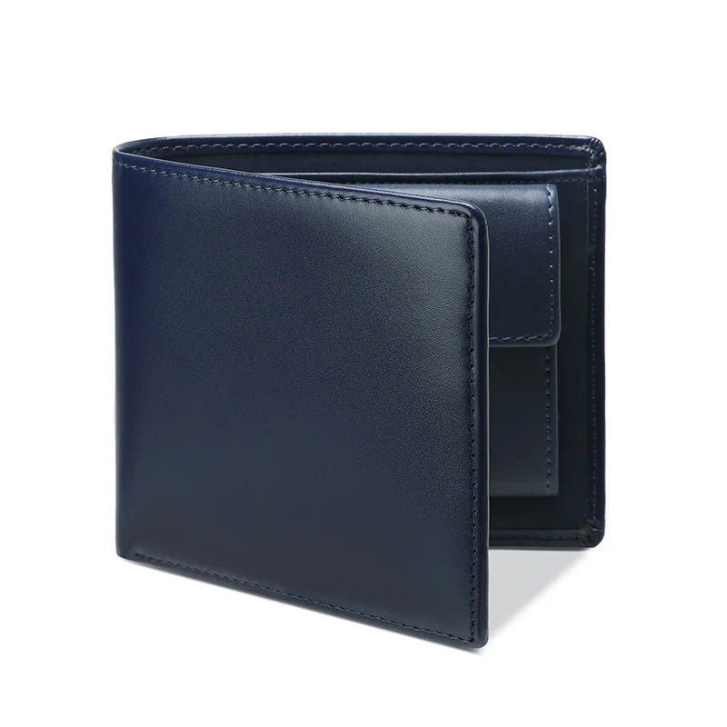 Men's Genuine Leather Compact Bifold Wallet with Card Holder and Coin Pocket