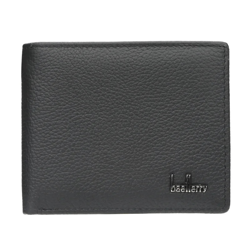 Compact Genuine Leather Wallet for Men with Card Holder and Snap Button