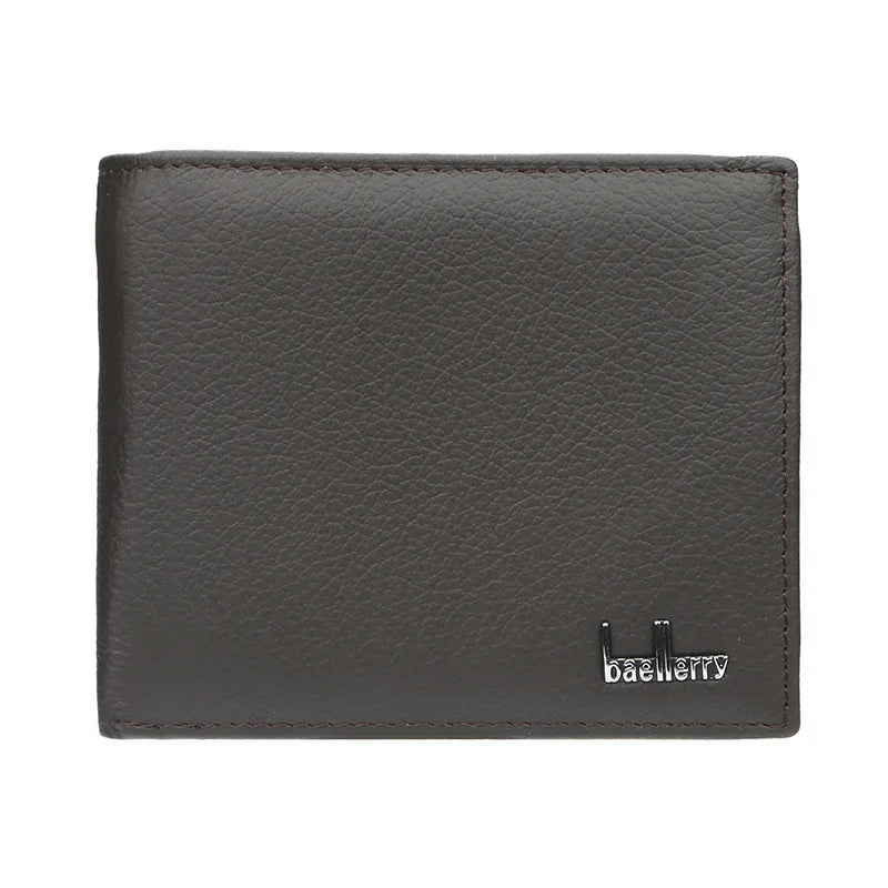 Compact Genuine Leather Wallet for Men with Card Holder and Snap Button