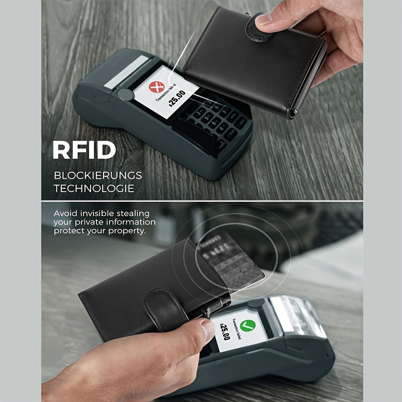 Men's Genuine Leather Wallet with RFID Card Ejection Image