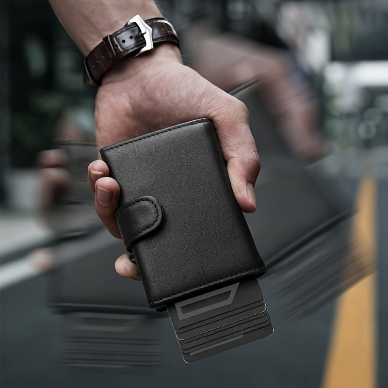 Men's Genuine Leather Wallet with RFID Card Ejection