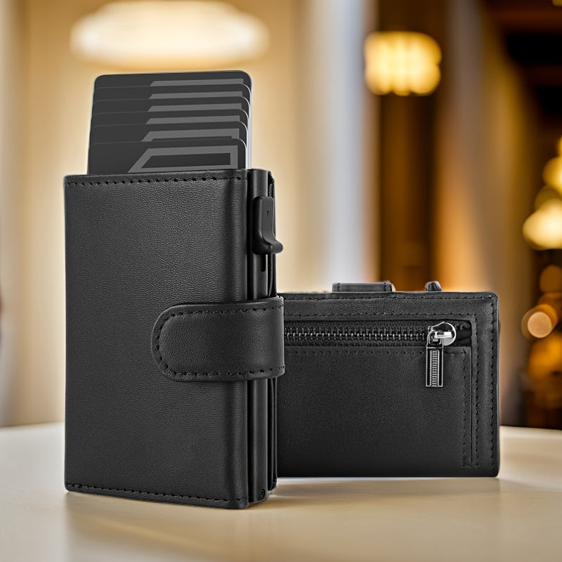 Men's Genuine Leather Wallet with RFID Card Ejection